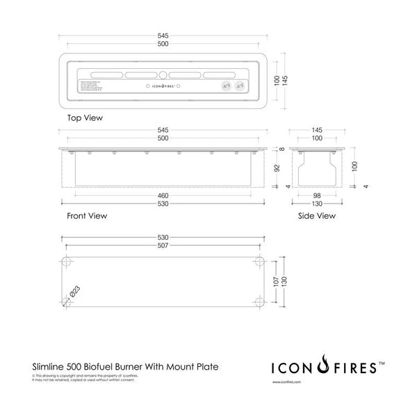 Icon Fires Slimline Burner – 50 cm