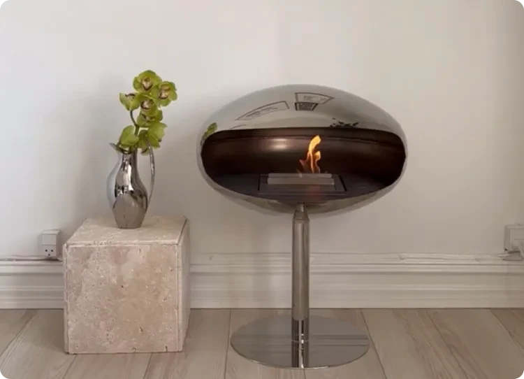 wolnostojący kominek na bioetanol Cocoon Pedestal Steel