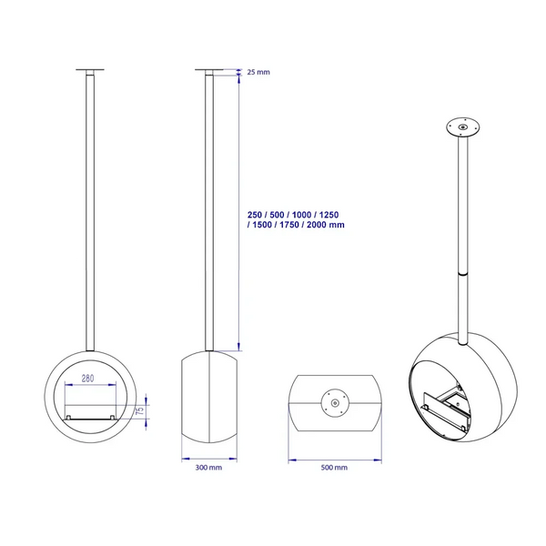 Edmonton - Dwustronny kominek sufitowy