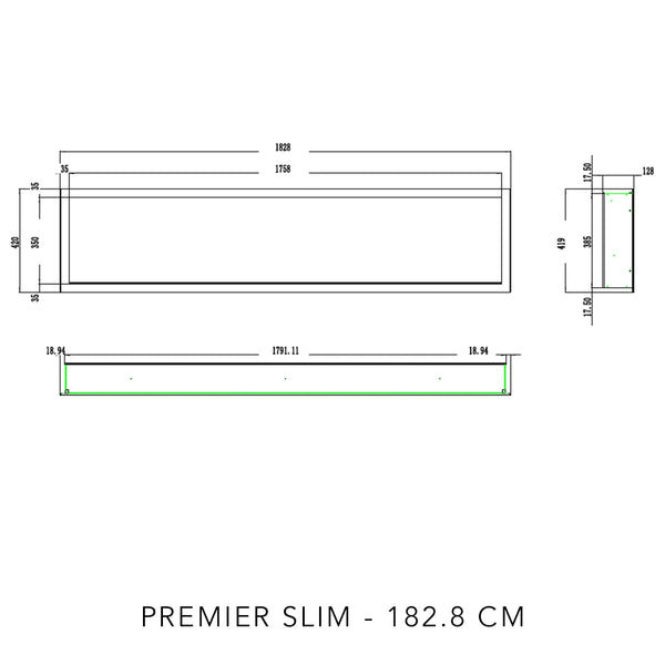 Elektryczny kominek ścienny Pride Slim - Czarny