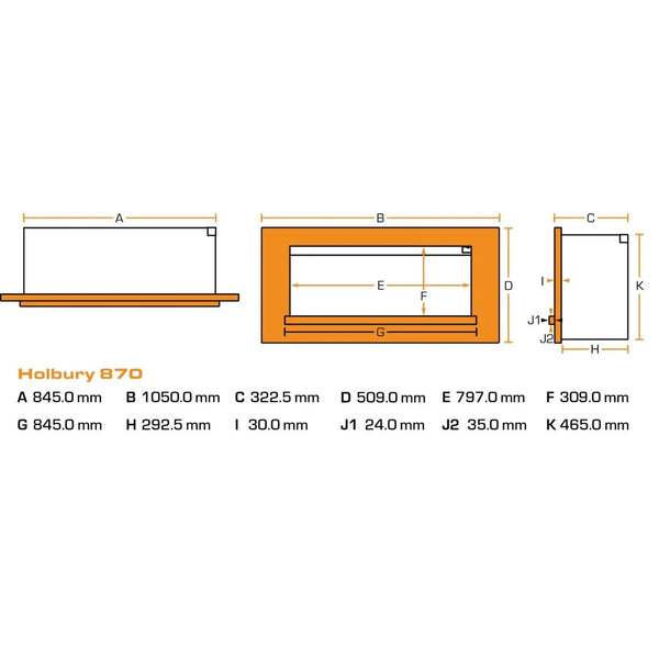 Holbury 870 White Marble – Built-In Electric Fireplace Suite