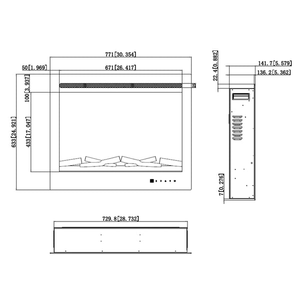 Aflamo LED Pro Built - in Electric Fireplace - 80 cm