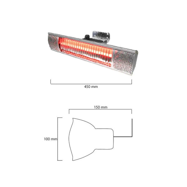 Grzejnik Tarasowy Ścienny 1500 W, GT, 51 cm