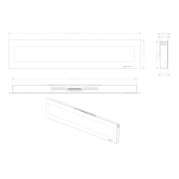 Azurite 213 cm - ścienny kominek elektryczny
