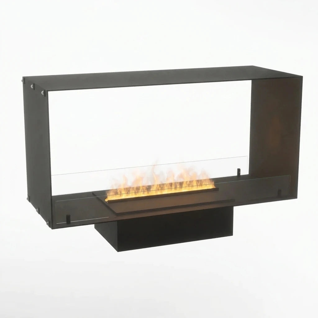 Foco Myst Two 1000 built-in water vapour fireplace in black with realistic water vapour flames