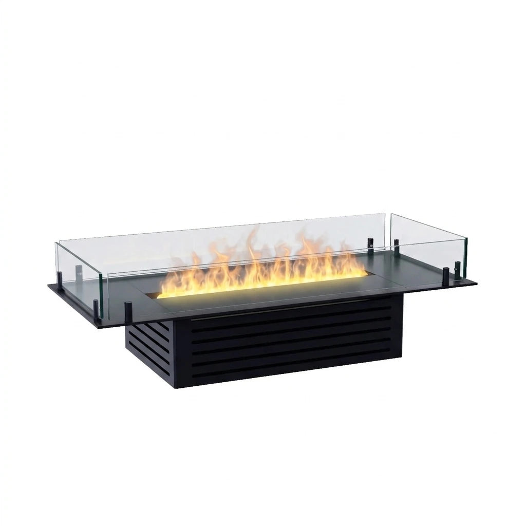 Foco Myst Pro 900 water vapour fireplace in matte black with realistic water vapour flames