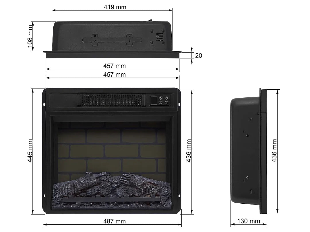 ArtiFlame AF18B – 18" Wkład Kominka Elektrycznego do Zabudowy