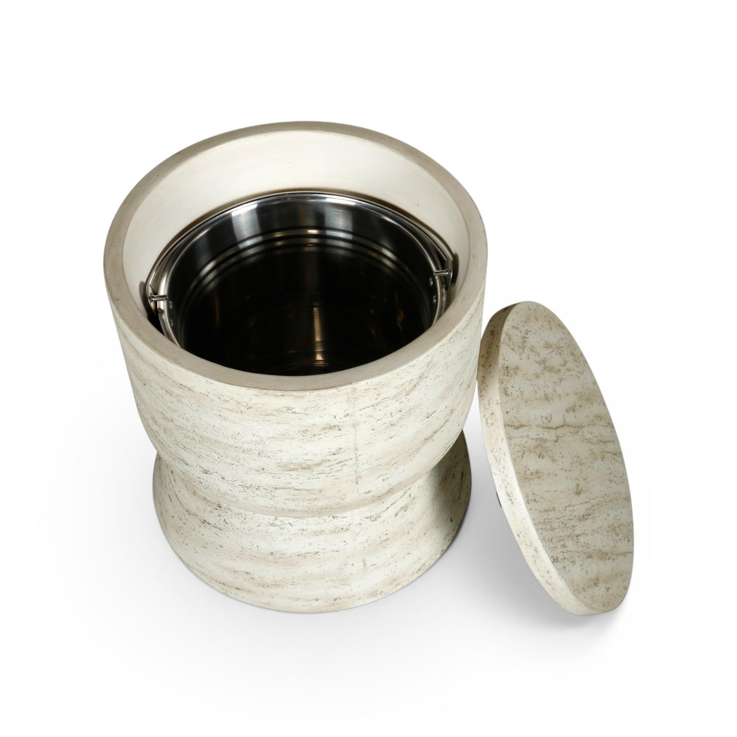 Cooler Table Round Travertine – Okrągły Stół Chłodzący z Kompozytu do Użytku Zewnętrznego