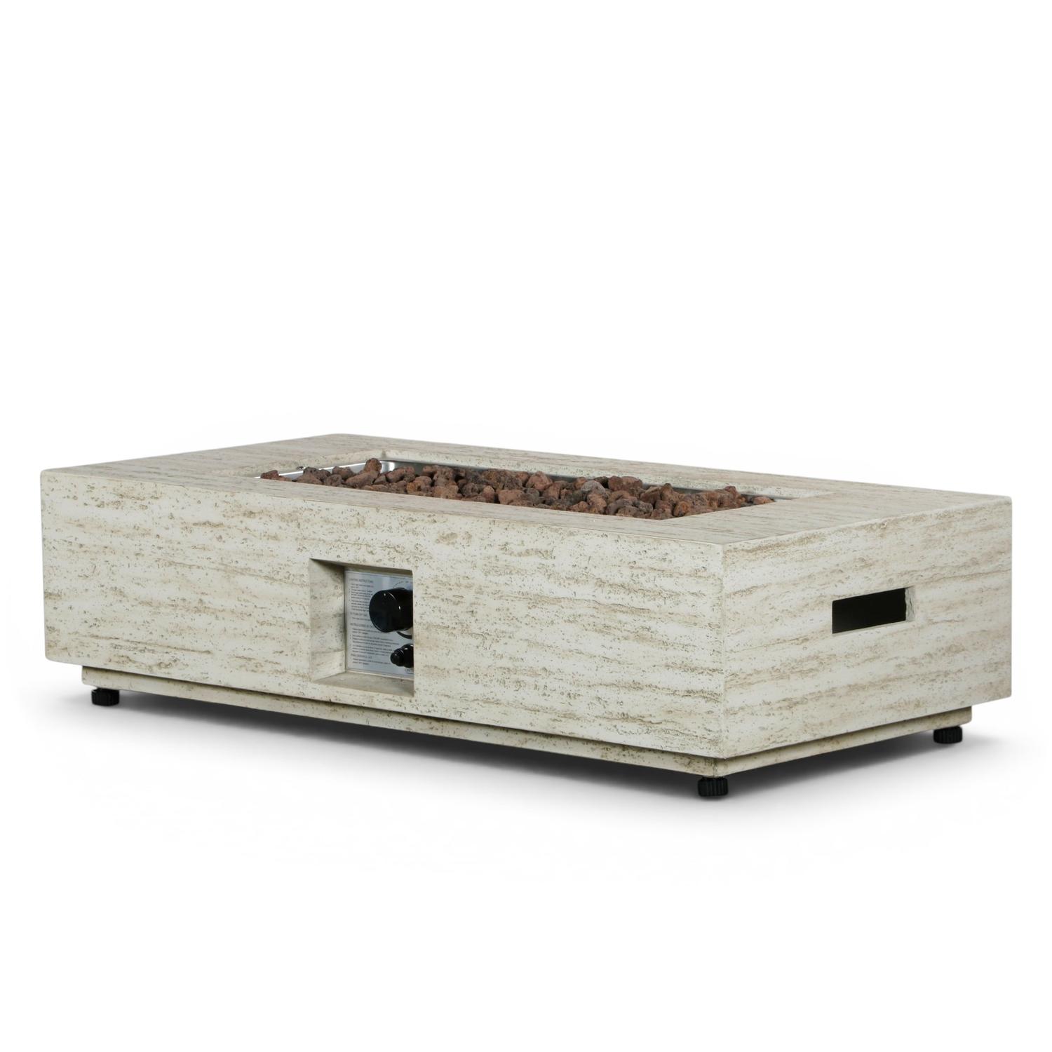 Estate Rectangular Travertine – Rectangular Gas Firepit Table
