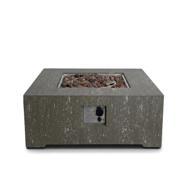 Estate Square 88 Dark Travertine – Kwadratowy stół z paleniskiem gazowym