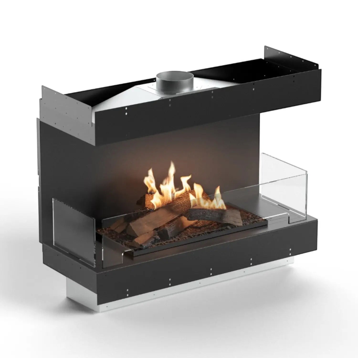 Flogs Box 1000 Three-Sided (Flue Connection) - Bioethanol Fireplace