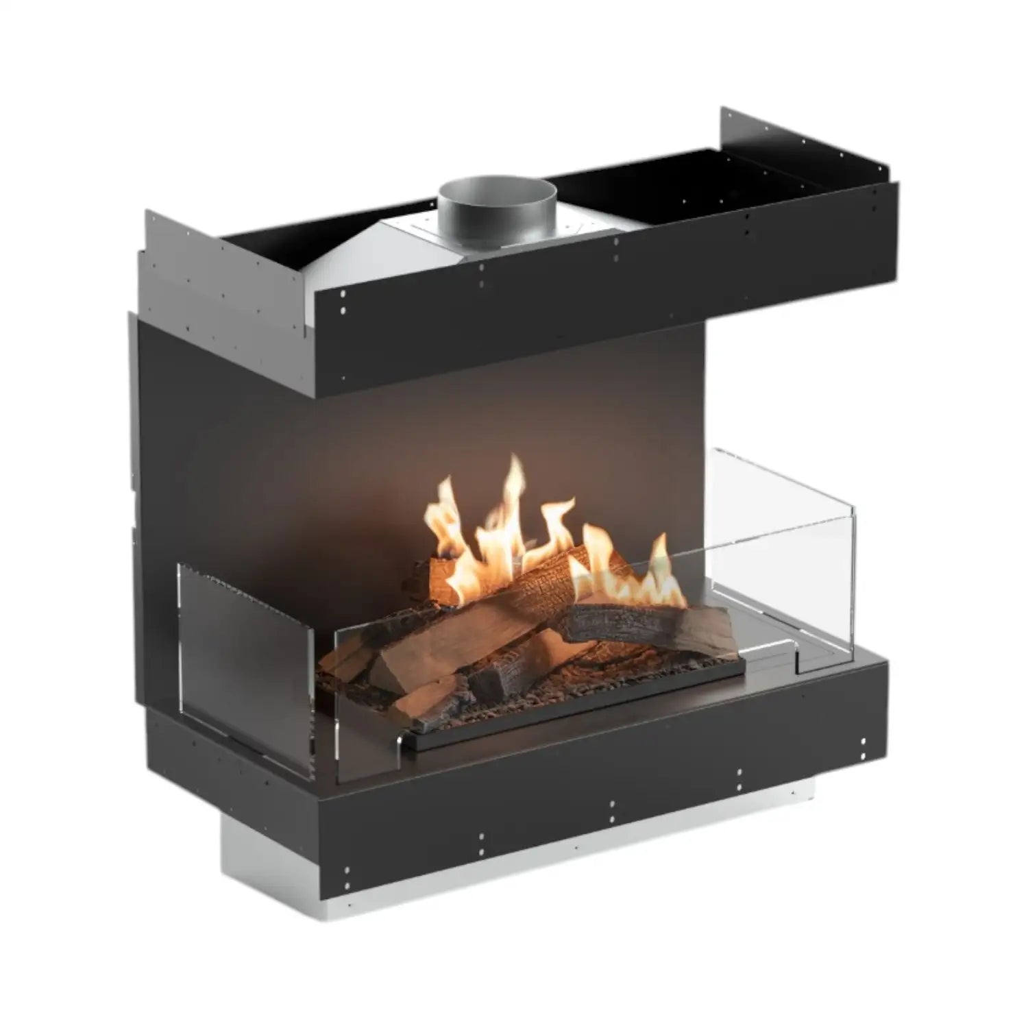 Flogs Box 800 Three-Sided (Flue Connection) - Bioethanol Fireplace