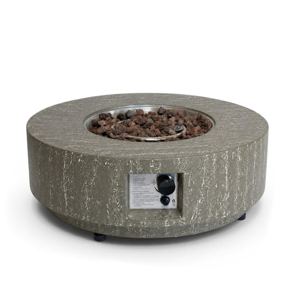 Estate Round 76 Dark Travertine – Okrągły stół z paleniskiem gazowym
