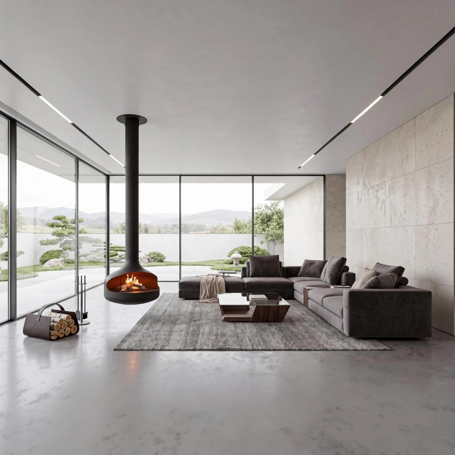 ONI Flogs - Ceiling-Mounted Bioethanol Fireplace
