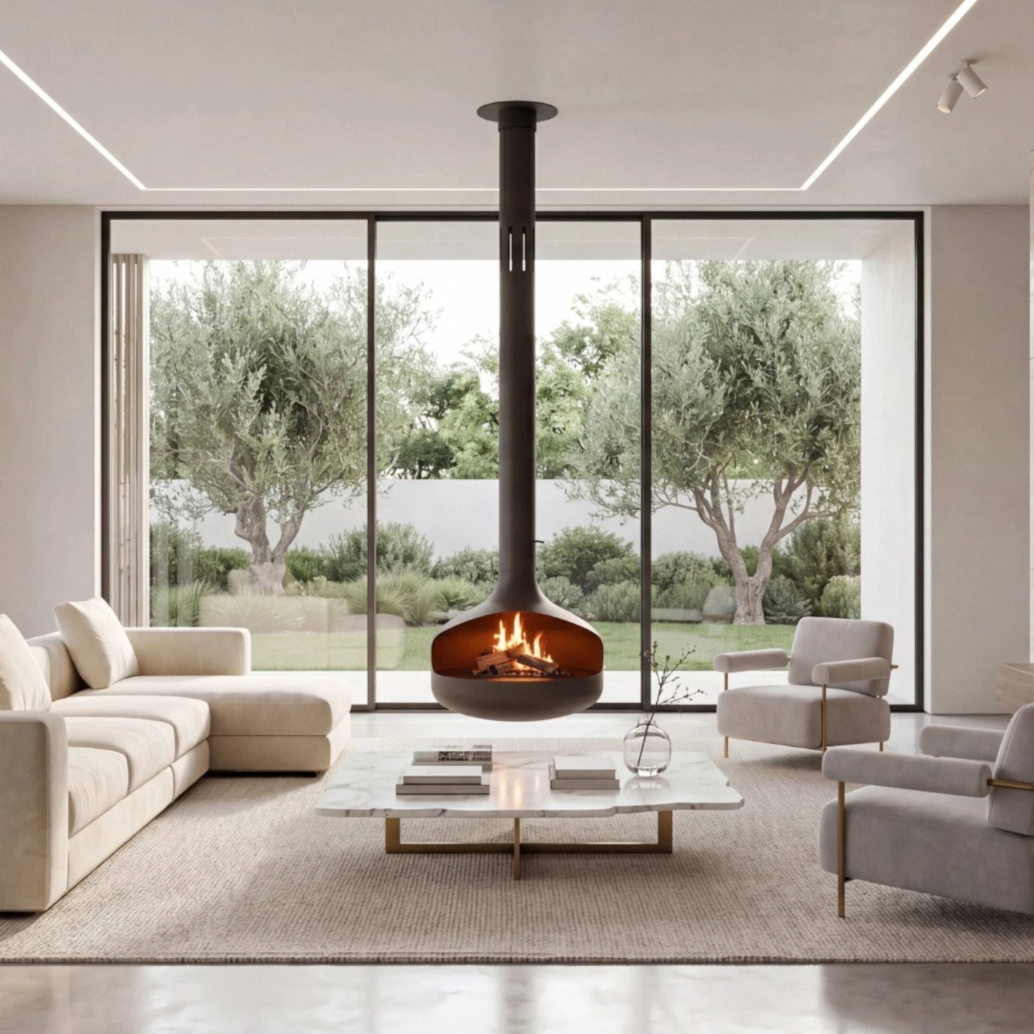 ONI Flogs - Ceiling-Mounted Bioethanol Fireplace