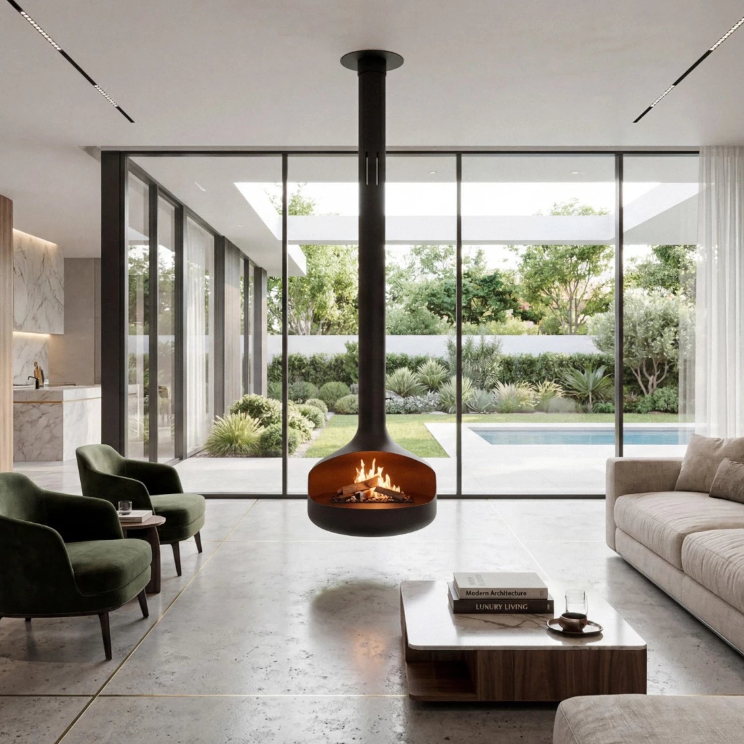 ONI Flogs - Ceiling-Mounted Bioethanol Fireplace