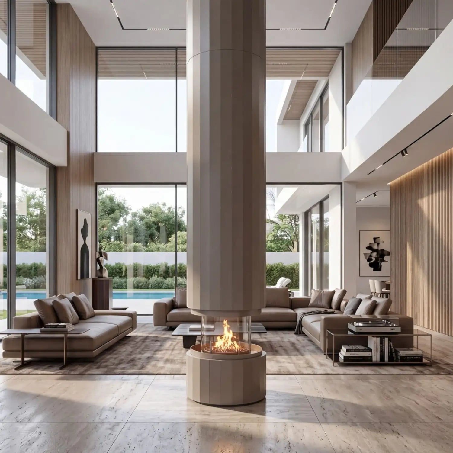 Pillar - Suspended Bioethanol Fireplace - Silk Grey