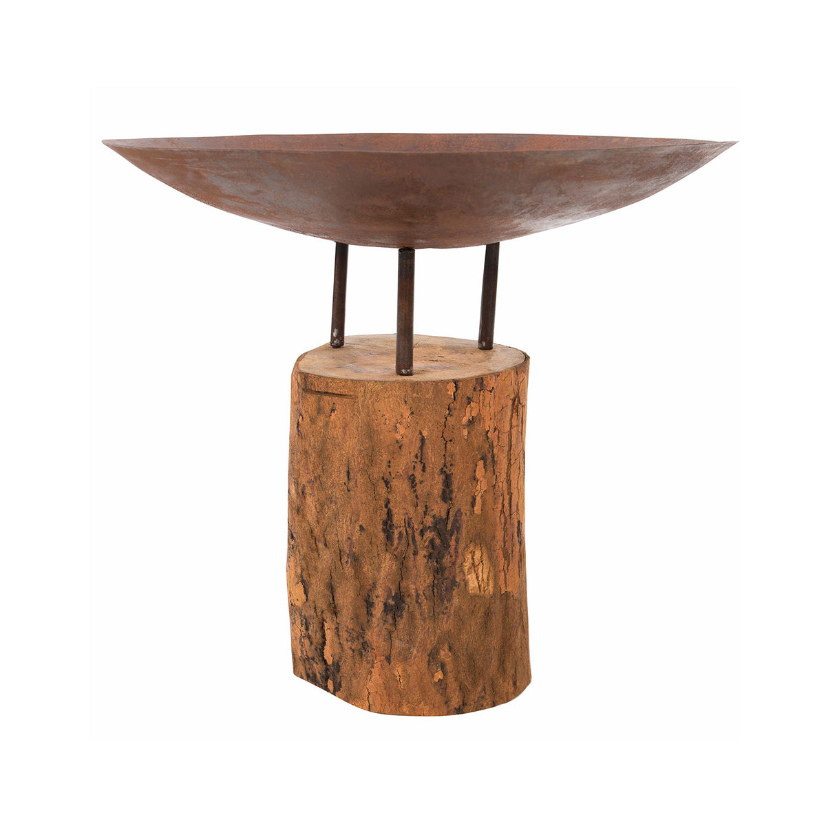 Logger Medium Corten Steel Firepit on a Wooden Base
