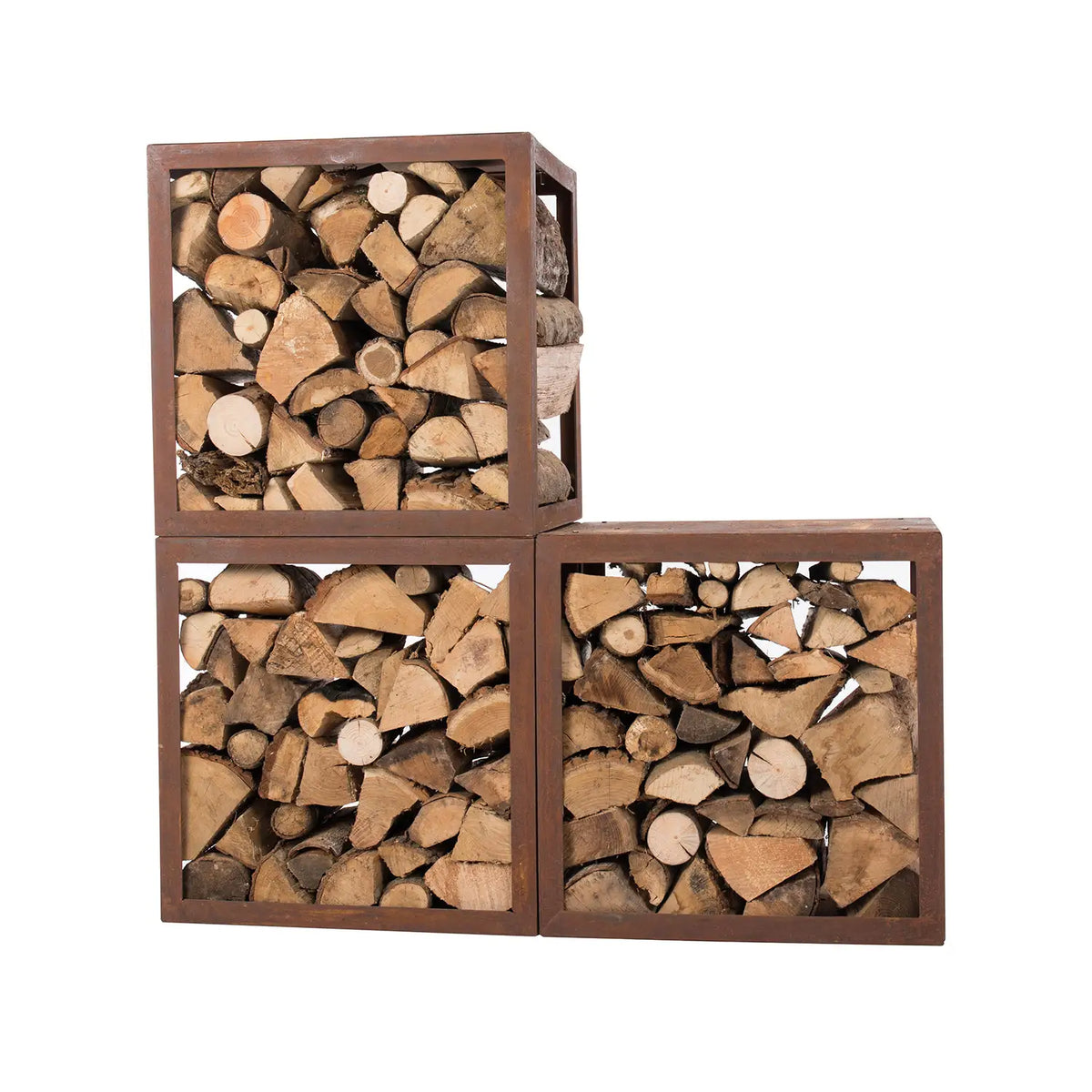 Wood Storage Box in Corten Steel - 50 cm