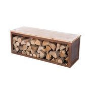Tyr Wood Storage Bench in Corten Steel