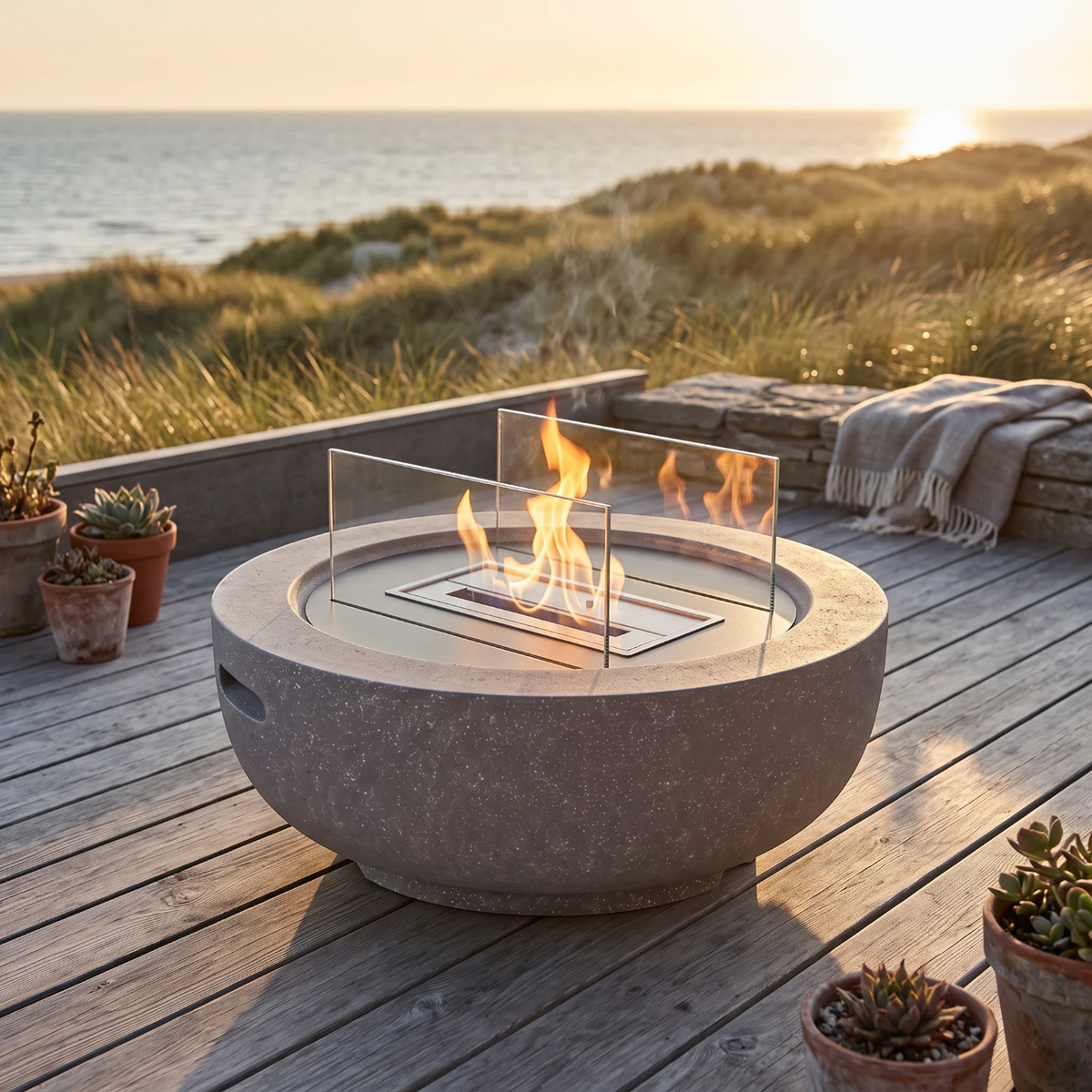AROS - Granite Grey - Outdoor Bioethanol Fireplace