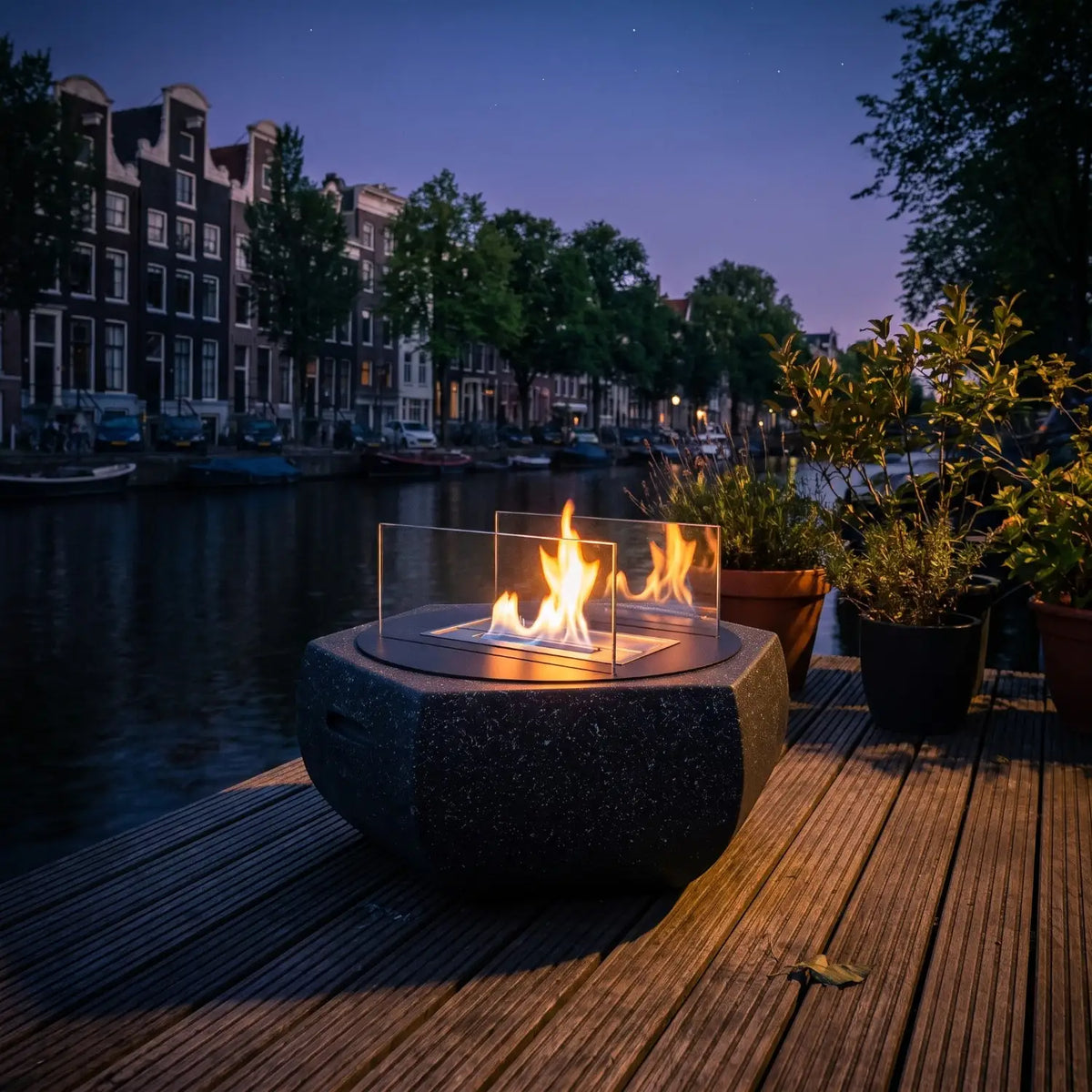 SOLIS - Granite Black - Outdoor Bioethanol Fireplace