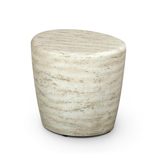 Stolik boczny Organic Travertine – zewnętrzny stolik akcentujący z kompozytu