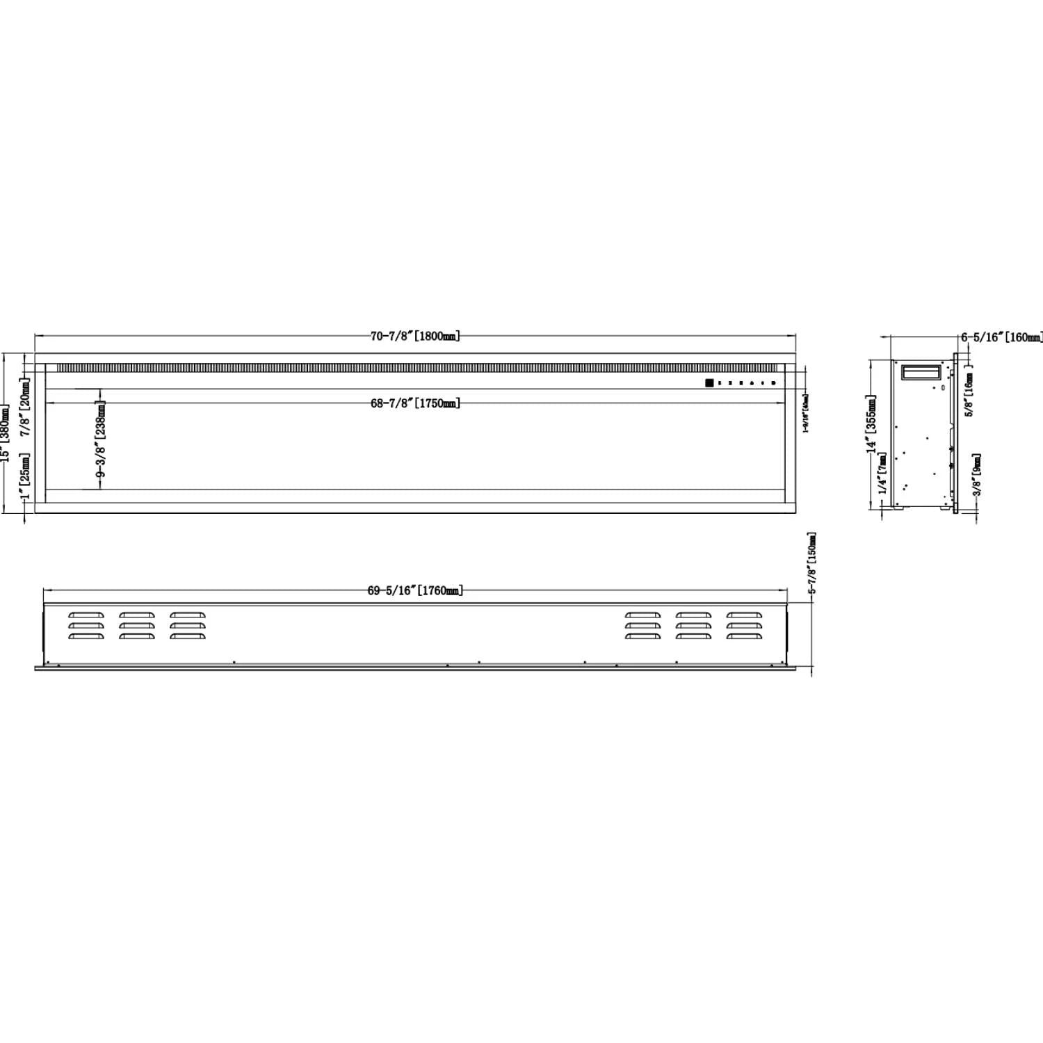 Elektryczny kominek Royal Pro – 180 cm
