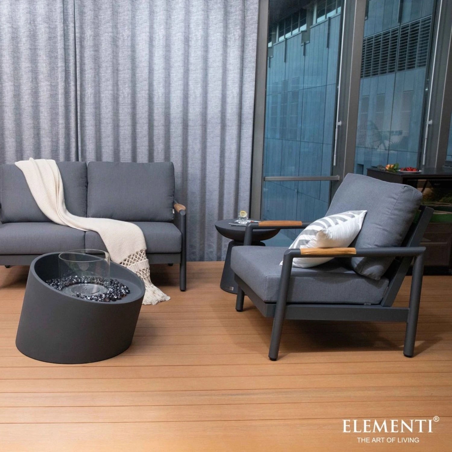 TORRE Bioethanol Fire Column – Slate Black