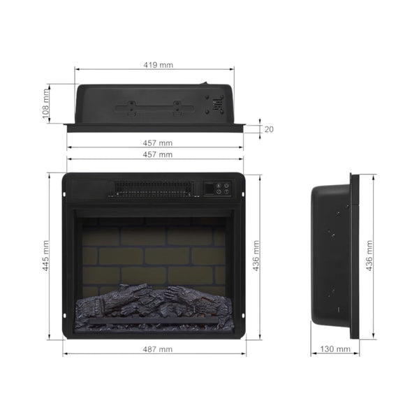 ArtiFlame AF18B – 18" Wkład Kominka Elektrycznego do Zabudowy