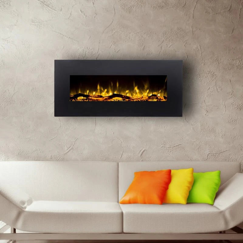Albion 90 cm Wall-Mounted Electric Fireplace - Black