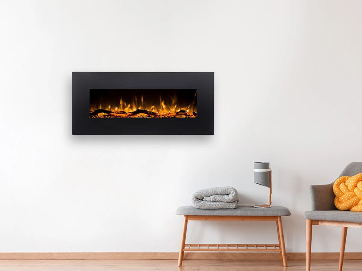 Albion 90 cm Wall-Mounted Electric Fireplace - Black