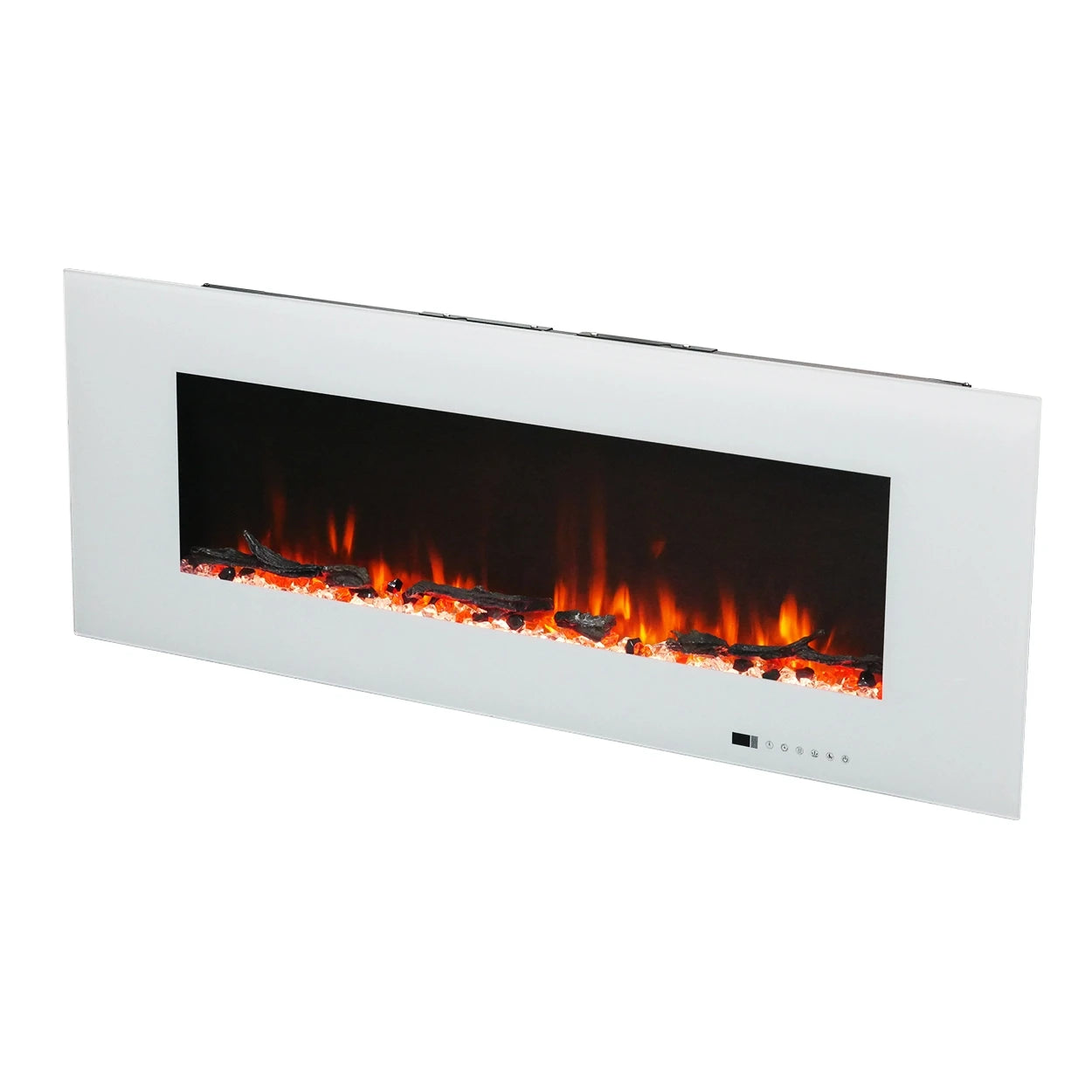 Azurite 127 cm – biały ścienny kominek elektryczny