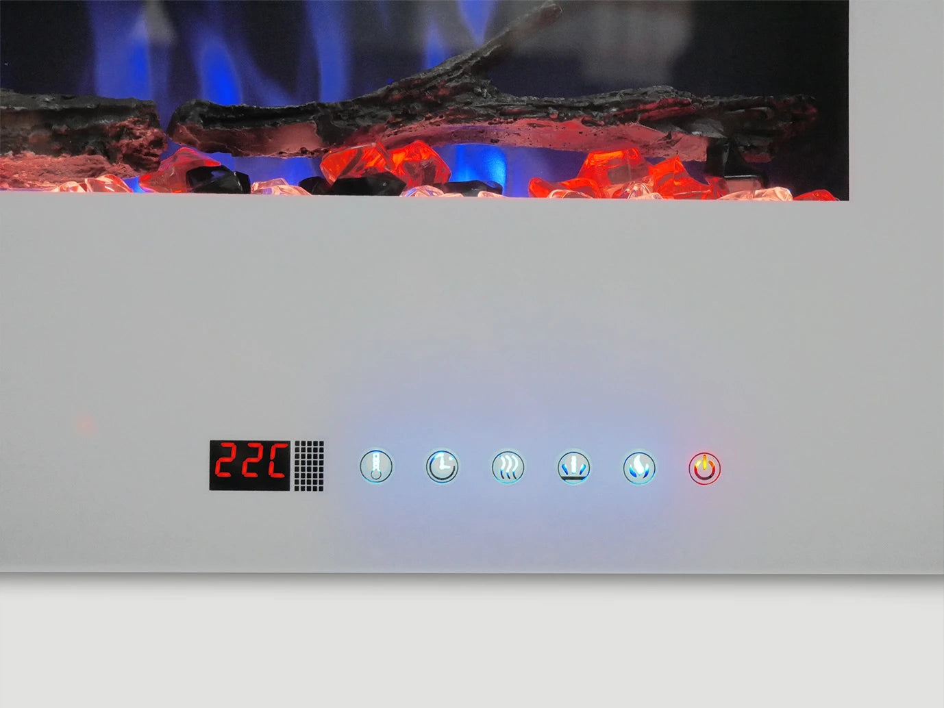 Azurite 127 cm – biały ścienny kominek elektryczny