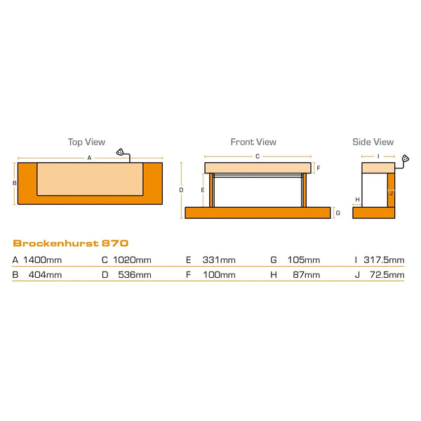 Brockenhurst 870 Grey Marble – Three-Sided Wall-Mounted Electric Fireplace Suite