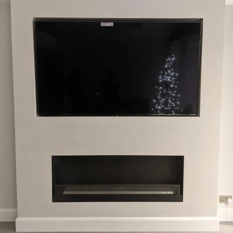 Biokominek do zabudowy jednostronny 140 cm, czarny