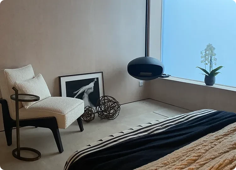 wiszący kominek Cocoon Aeris czarny