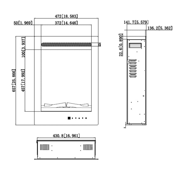 LED Pro Built-in Electric Fireplace - 47 cm