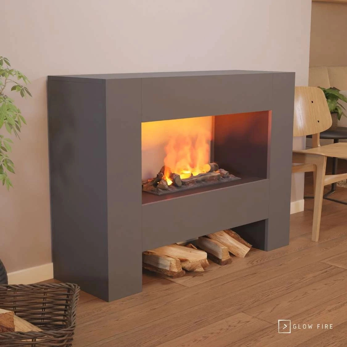 Fallada Grey - OMC 600 | Freestanding Water Vapour Fireplace