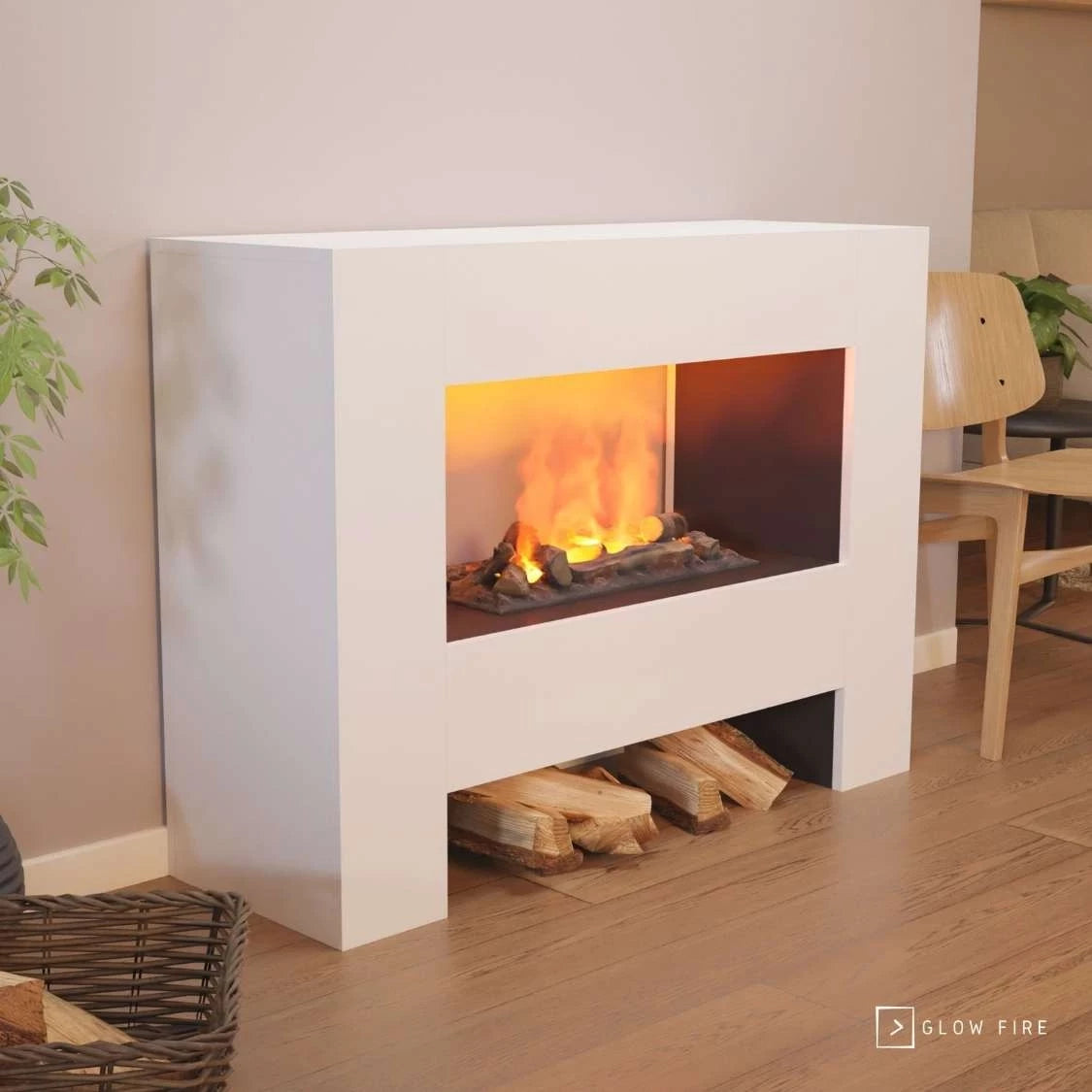 Fallada White - OMC 600 | Freestanding Water Vapour Fireplace