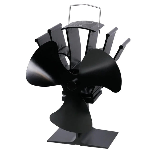 Black Heat-Powered Stove Fan – 3 Blades