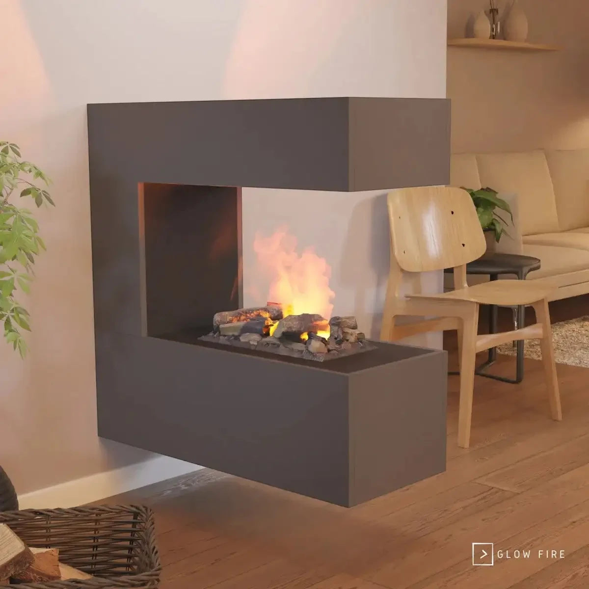Schiller Wall Szary - OMC 400 | Montowany na ścianę kominek na parę wodną