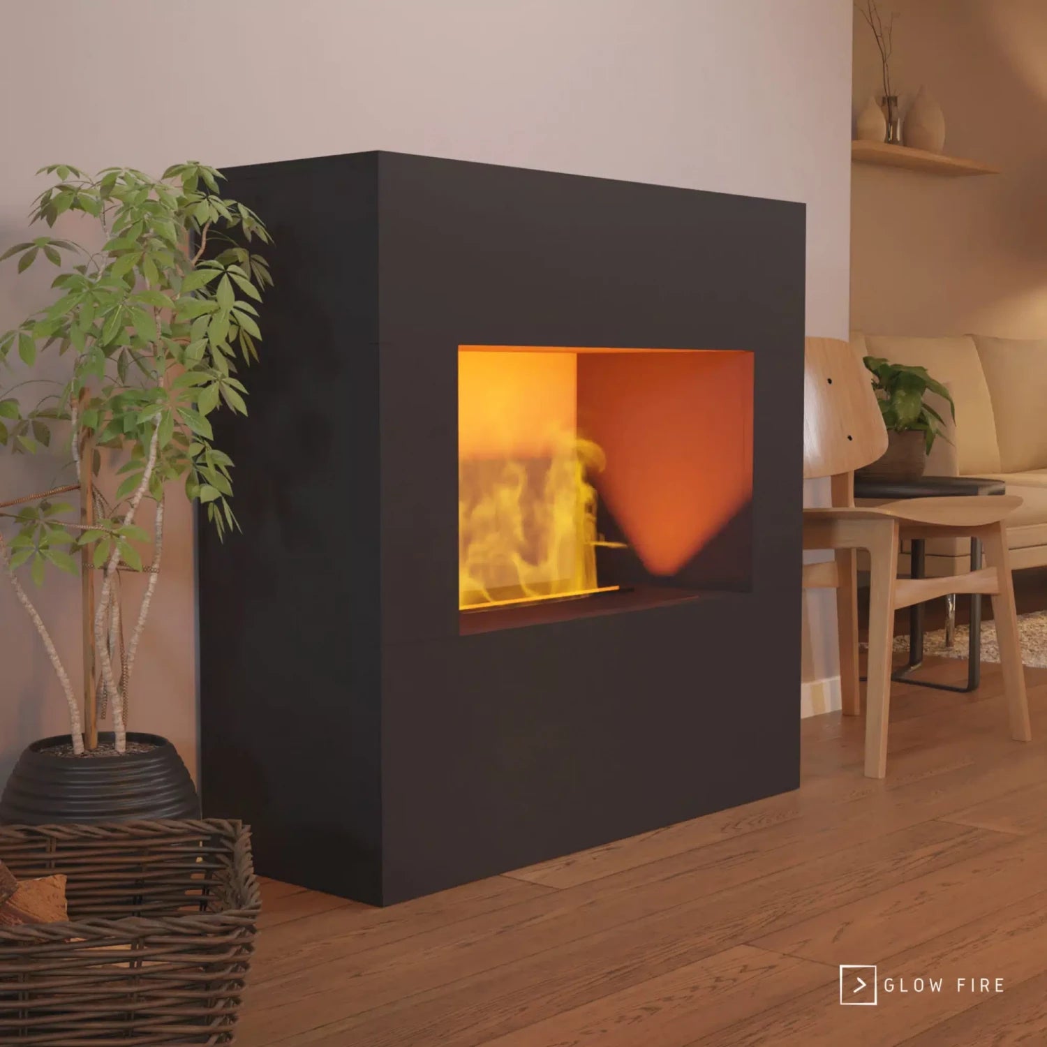 Goethe Czarny OMC 600 | Wolnostojący kominek na parę wodną