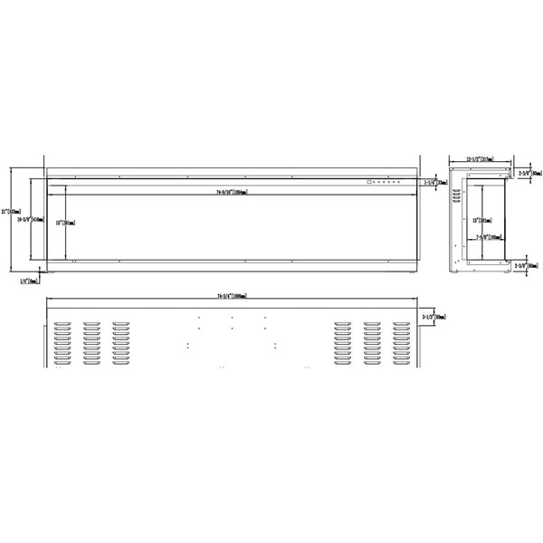 Aflamo Gold 193 cm Electric Fireplace