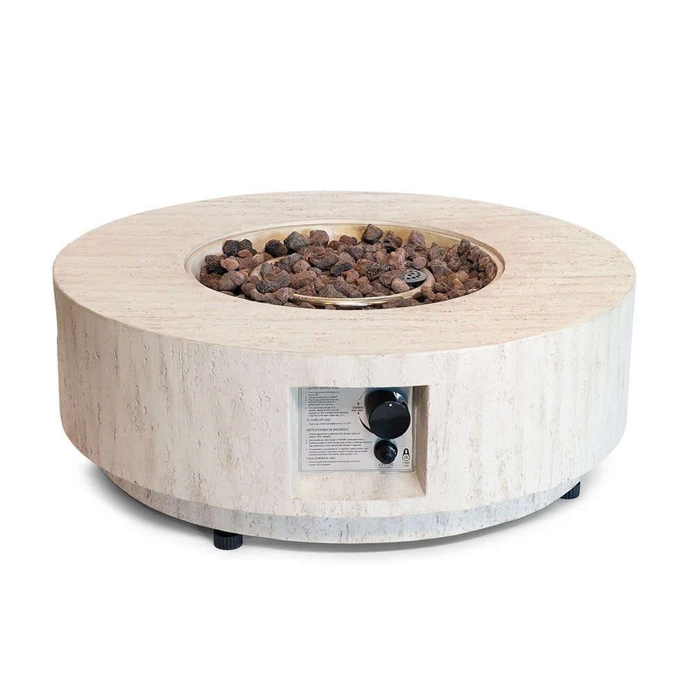 Stół z paleniskiem gazowym Round 76 Travertine – Okrągły Kominek