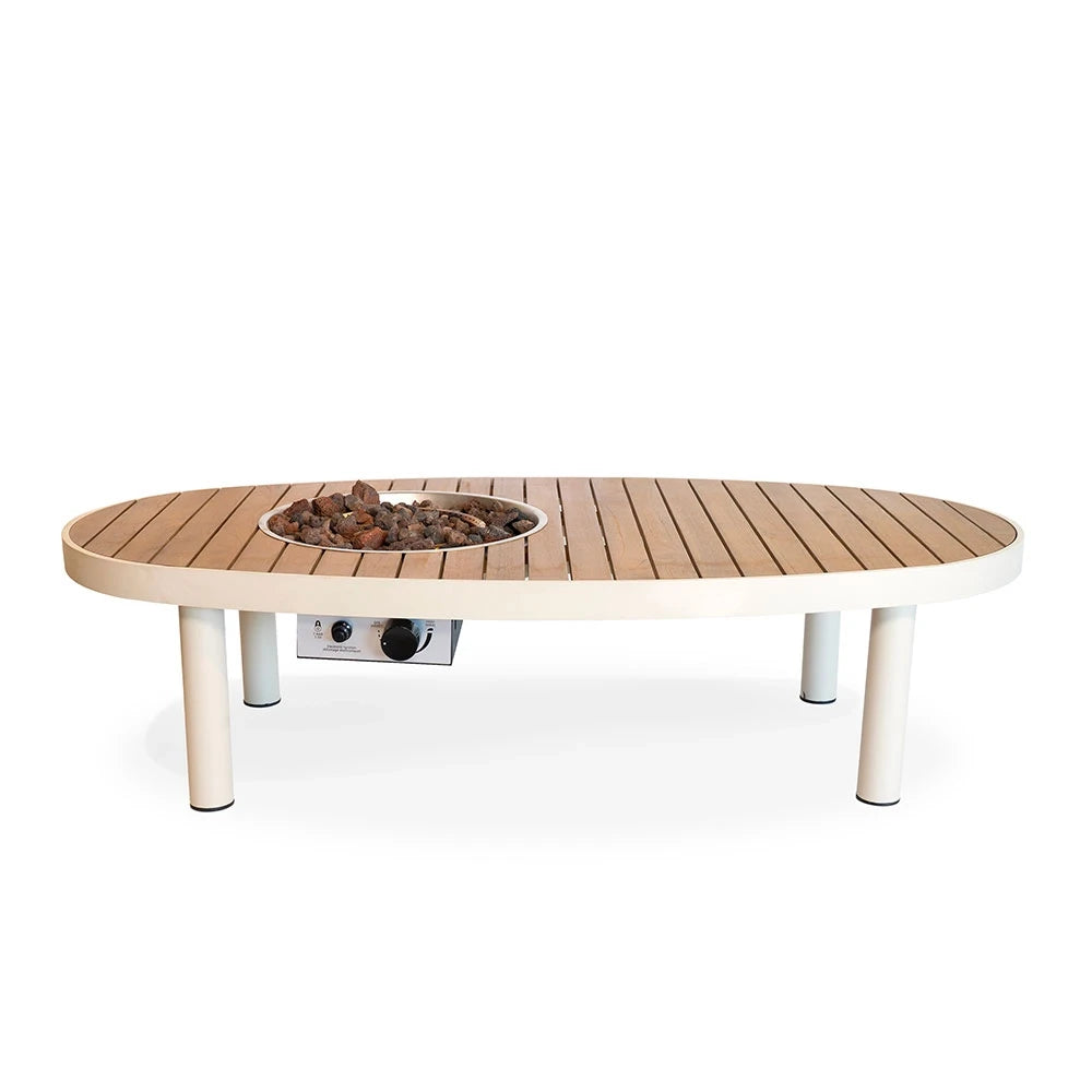 Riviera 140 Oyster Beige – Owalny Stół z Paleniskiem Gazowym