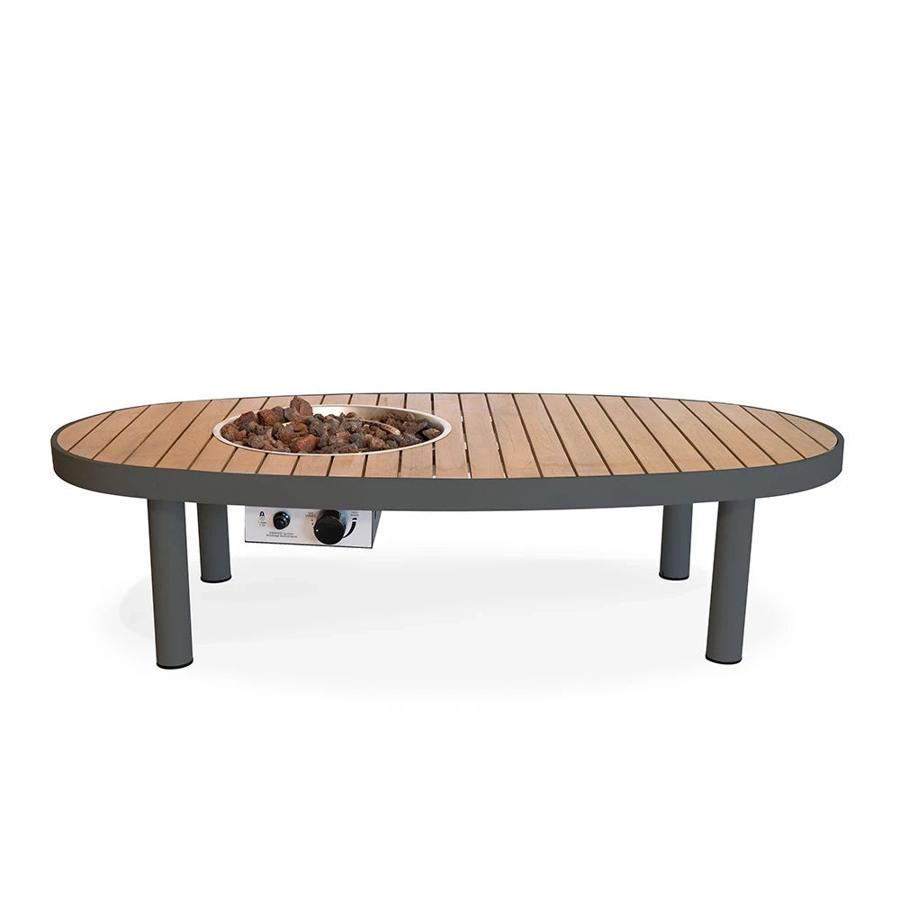 Riviera 140 Smokey Anthracite – Owalny Stół z Paleniskiem Gazowym
