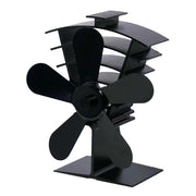 Black Heat-Powered Stove Fan – 5 Blades | Steel