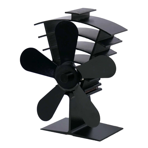 Black Heat-Powered Stove Fan – 5 Blades | Steel