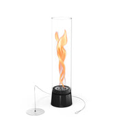 Höfats SPIN Air 1200 - Black tabletop bioethanol fireplace with tall cylindrical glass.